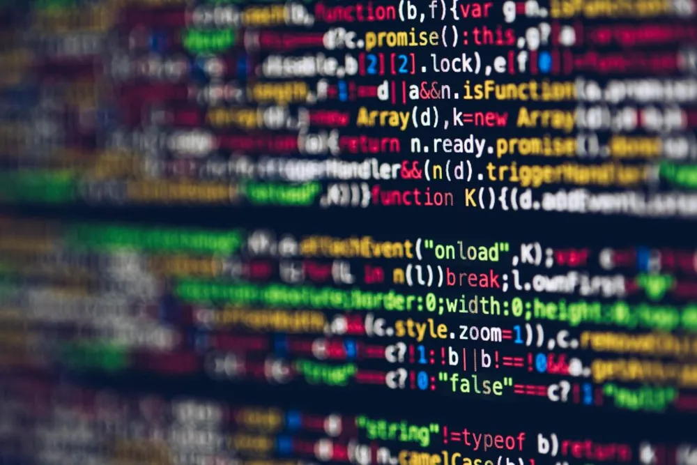 Close-up of program code on a computer screen