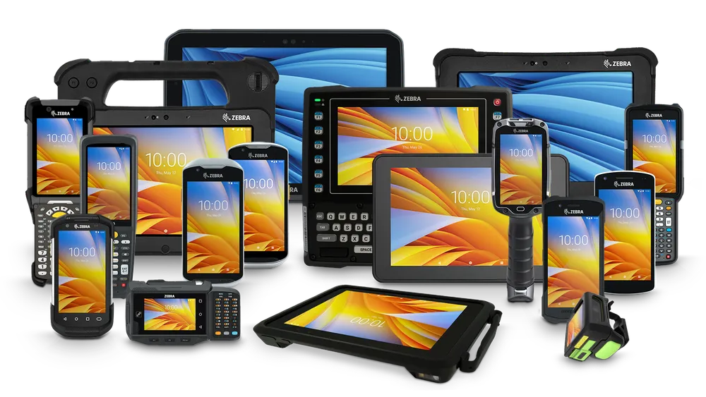 Range of Zebra rugged handheld mobile computers, tablets and a vehicle-mount terminal